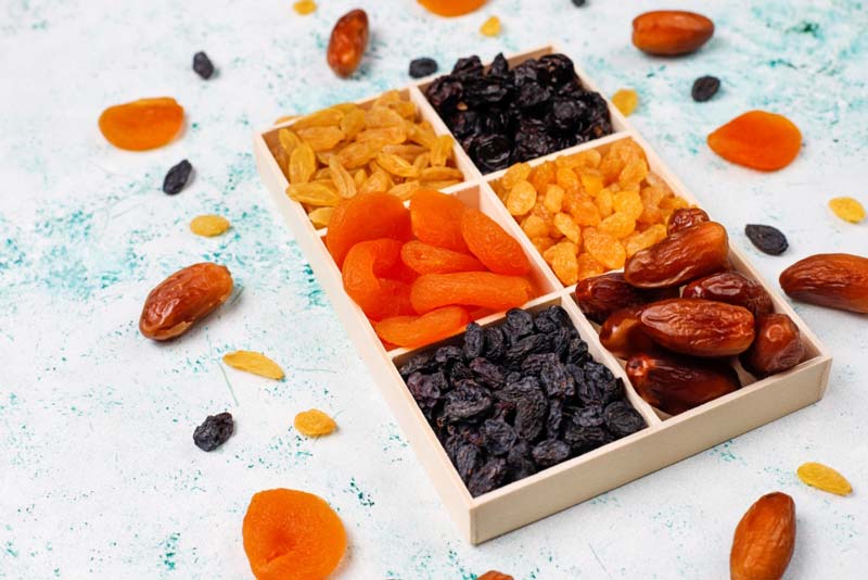 Dried fruits in a box